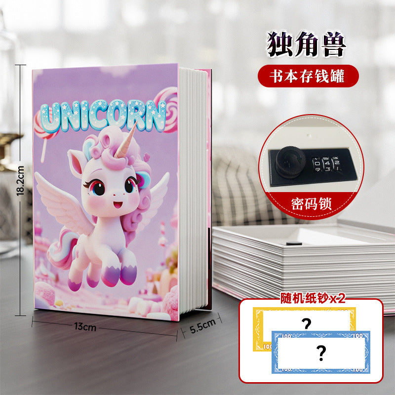 Labubu cartoon animation piggy bank new arrival book style girl girl safe savings box exquisite book cover imitation
