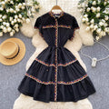 Luxury royal court style high-end flutter sleeve dress - women's summer drawstring waist design, unique and elegant midi dress