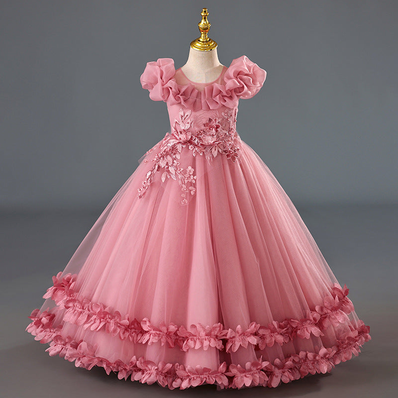 in stockgirl dress princess dress flower children's dress wedding dress evening dress catwalk gauze skirt kids 61 costumes