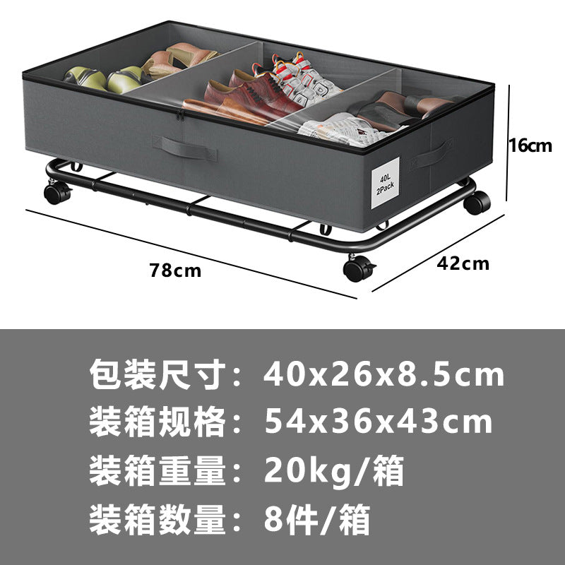 Household under-bed storage with wheels Queen under-bed clothing storage rack for blankets and toy storage boxes
