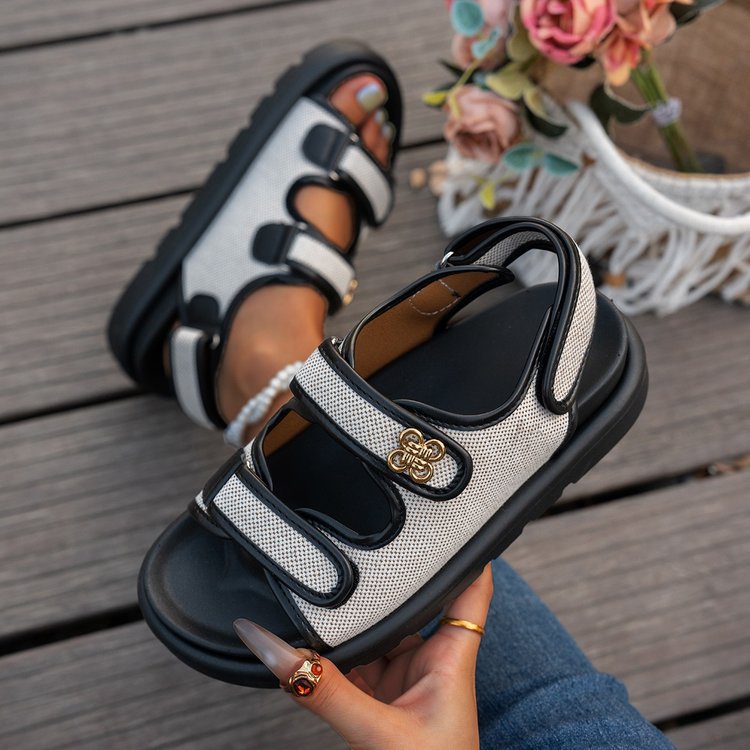 Summer plus sizeexport denim velcro high heel thick sole sandals new arrival cross-border fashionroman women
