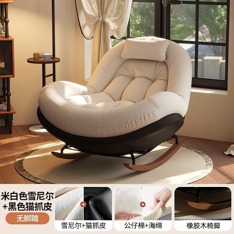 New arrival balcony chair rocking recliner casualfor home adult lazy sofa chair eggshell sleeping single rocking chair