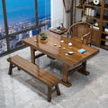 Solid wood large board tea table and chair combination, one table and five chairs, new chinoiserie office coffee table, for home living room casual tea making table