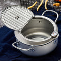 Korean style deep fryer - home use mini fryer with adjustable temperature, gas/gasoline powered, fuel-saving, non-stick coating, and includes filter rack