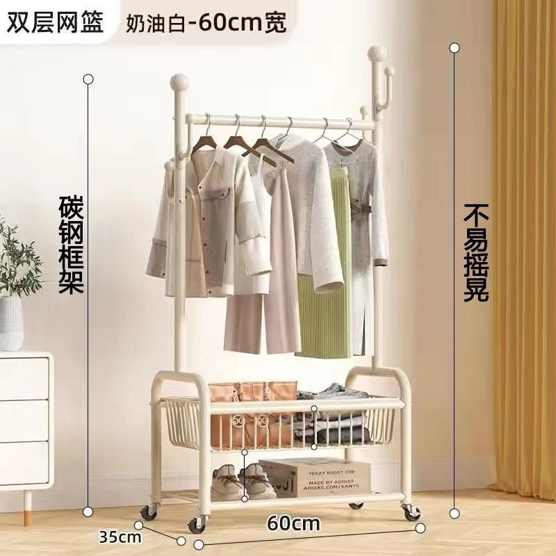 Scandinavian simple clothes drying rack indoor bedroom thickenedmovable floor-standing clothes rack clothes rack floor-standing