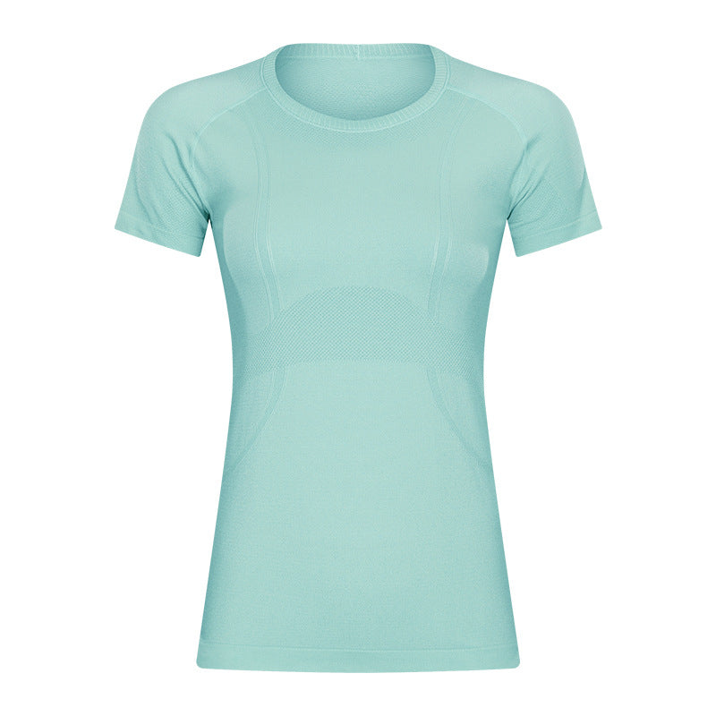 New women's short-sleeve crew neck activewear t-shirt - running, fitness, slim fit, breathable, shaping yoga top - s2067