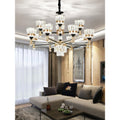 Smart light luxury crystal chandelier living room lamp  new nordic modern minimalist light arm illuminated dustproof lighting fixture