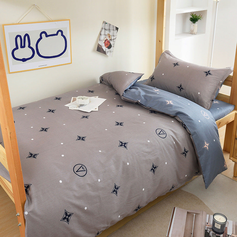 Student dormitory quilt cover three-piece bed sheet pure cotton single bed children's bed quilt cover simple four-season universal 3