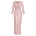 e-commerce african women's clothing, multi-color v-neck sequin long-sleeved mermaid evening gown, european and american style dress