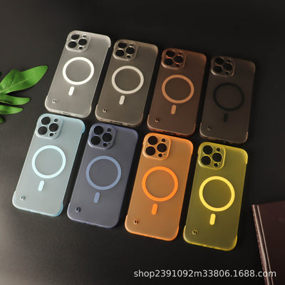 Premium frameless semi-transparent ultra-thin iphone 16 case, magnetic charging compatible, skin-feel apple 15 hard pc cover