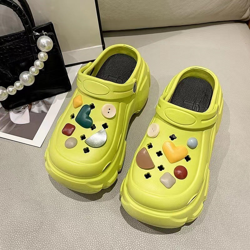 Crocs women's summer outwear 2024best selling thick sole heightening beach non-slip toe cap sandals women's new arrival