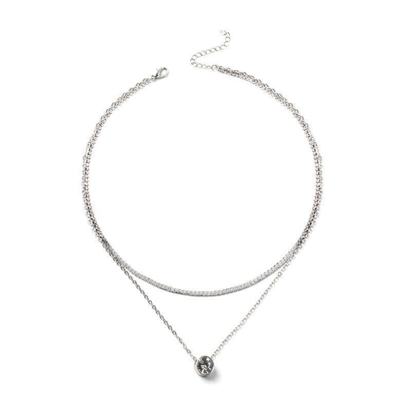 Sweater chain accessible luxury high-end wholesale european and american cross-border autumn and winter clavicle chain women's silver-plated double-layer accessories outfit necklace