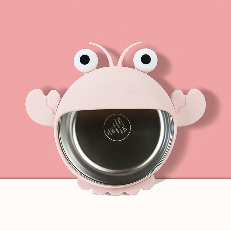 Children's silicone complementary food bowl feeding stainless steel anti-scalding baby eating plate baby special tableware independent