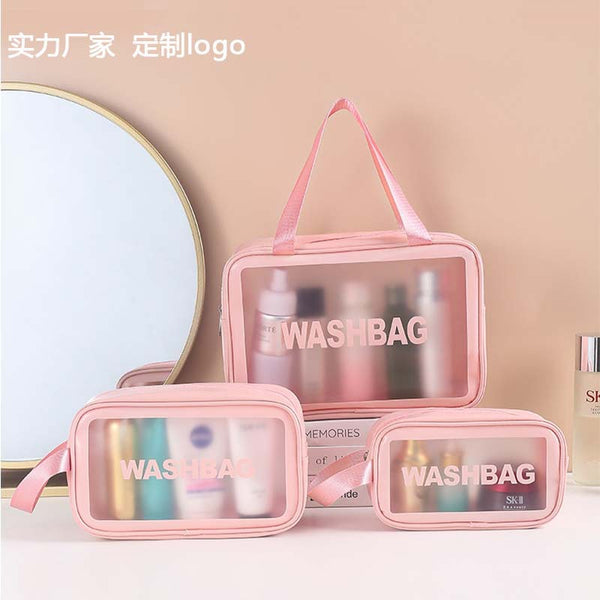 Transparent toilet bag three-piece large-capacity travel waterproof bath cosmetic bag portable portable cosmetic storage bag
