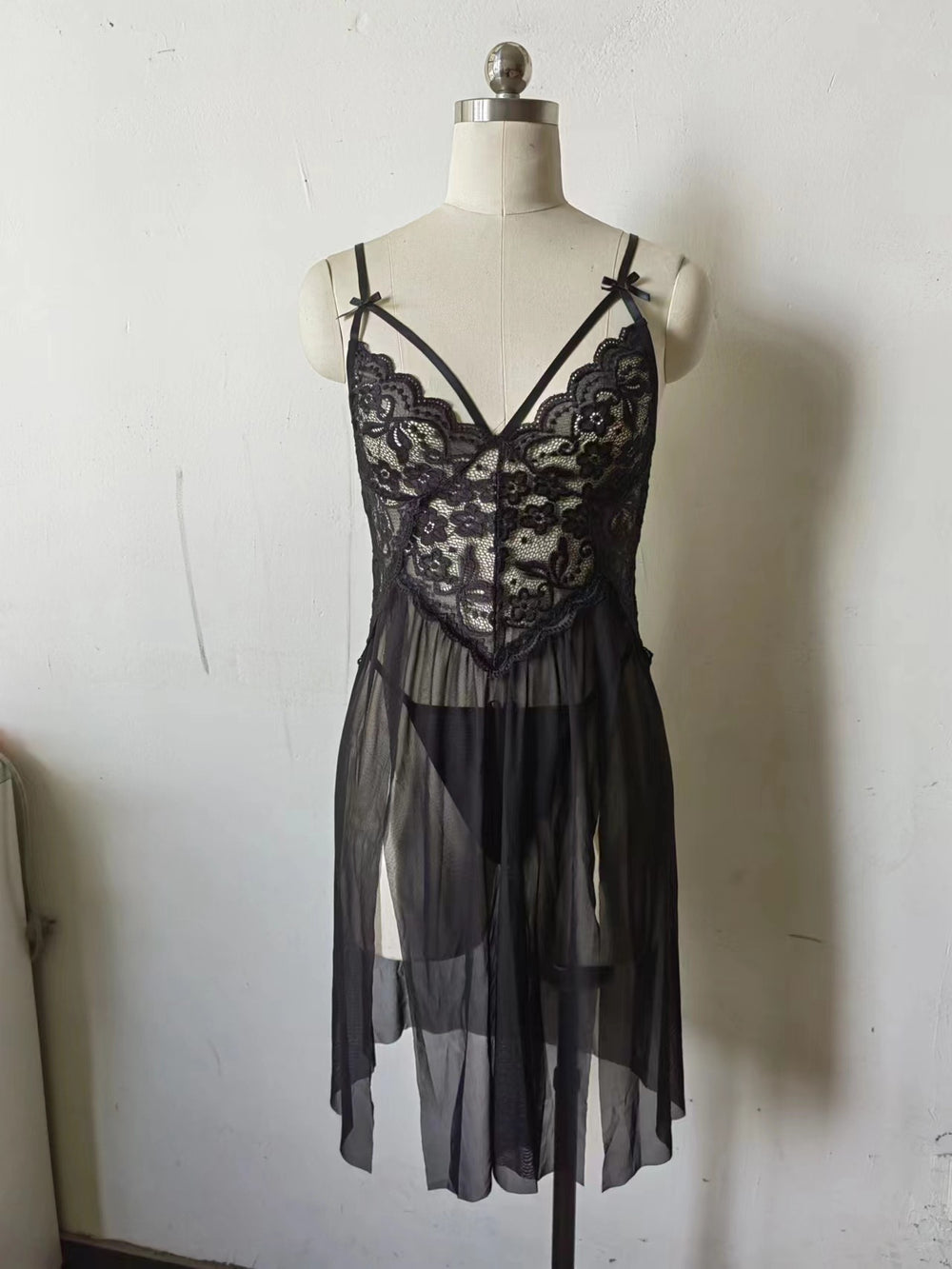 fashion sexyintimates wholesale women's sexylace mesh patchwork suspender slit thin long skirt nightgown