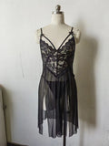 fashion sexyintimates wholesale women's sexylace mesh patchwork suspender slit thin long skirt nightgown