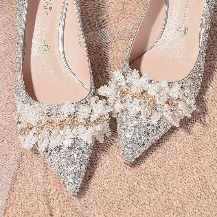 Wedding shoes for women with thick heels 2024 new arrival bridal shoes that are not tiring on the feet flats burgundy high heels xiuhe wedding dress two-wear