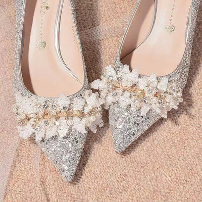 Wedding shoes for women with thick heels 2024 new arrival bridal shoes that are not tiring on the feet flats burgundy high heels xiuhe wedding dress two-wear