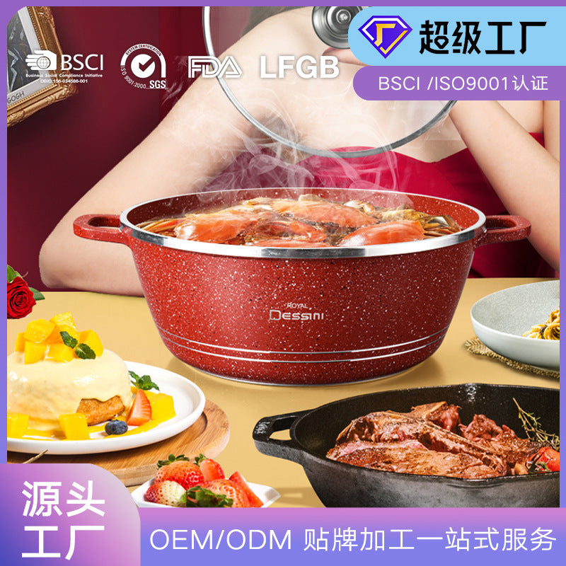Royaldessini10pcs non-stick aluminum pot soup pot frying pan kitchen utensils one pot non-stick large pot with lid
