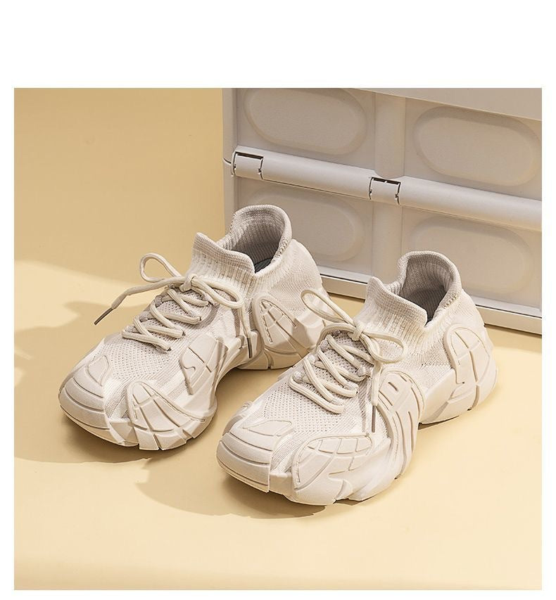 2025 spring/autumn new breathable non-slip flyknit sock sneakers lightweight comfortable rubber sole trendy casual chunky sneakers for women