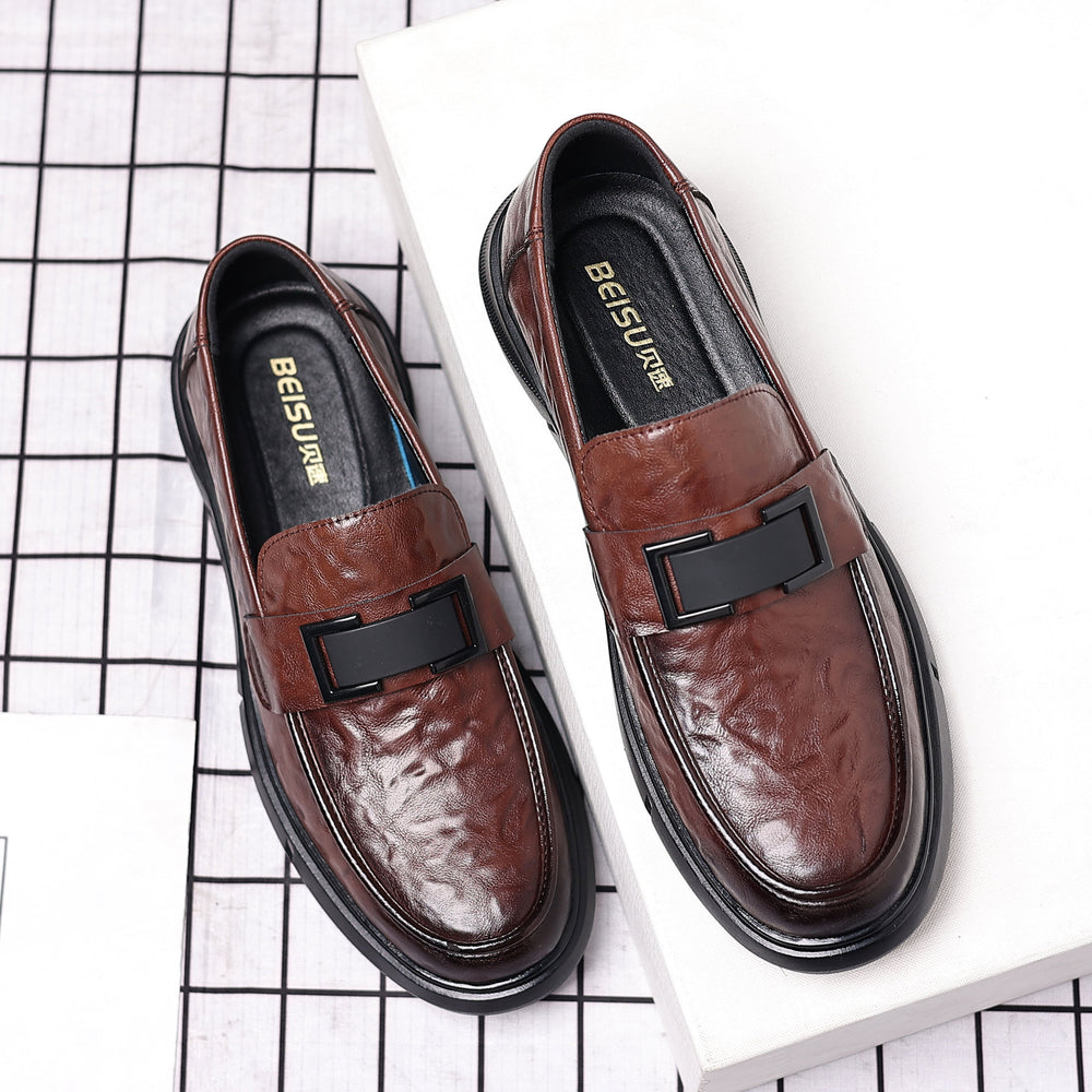 Casual leather shoes for men - live stream slip-on loafers - british style business versatile anti-slip soft sole soft upper slip-on leather shoes