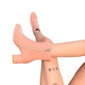 Plus size high heel women's boots 2024 autumn/winter new fashion ankle boots comfortable chunky heel side zip square toe ladies' martin boots