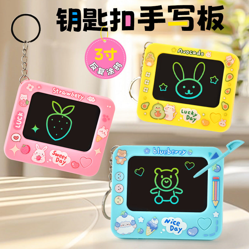 Cartoon kids toy keychain lcd writing tablet gift toy doodle blackboard student bag charm