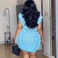 European and american cross-border women's fashion:  autumn new arrivals - sexy and elegant ruffle-trimmed, figure-hugging mini dress with unique design