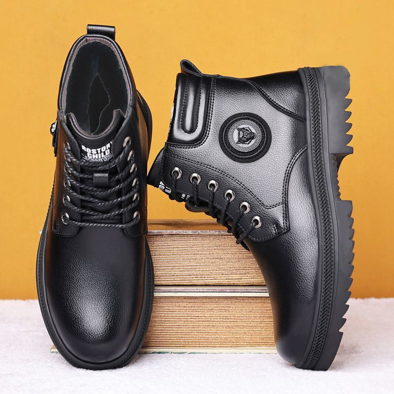 Winter cotton shoes for men, warm, fleece-lined, extra thick, casual high-top sneakers, men's non-slip shoes, wholesale and dropshipping available