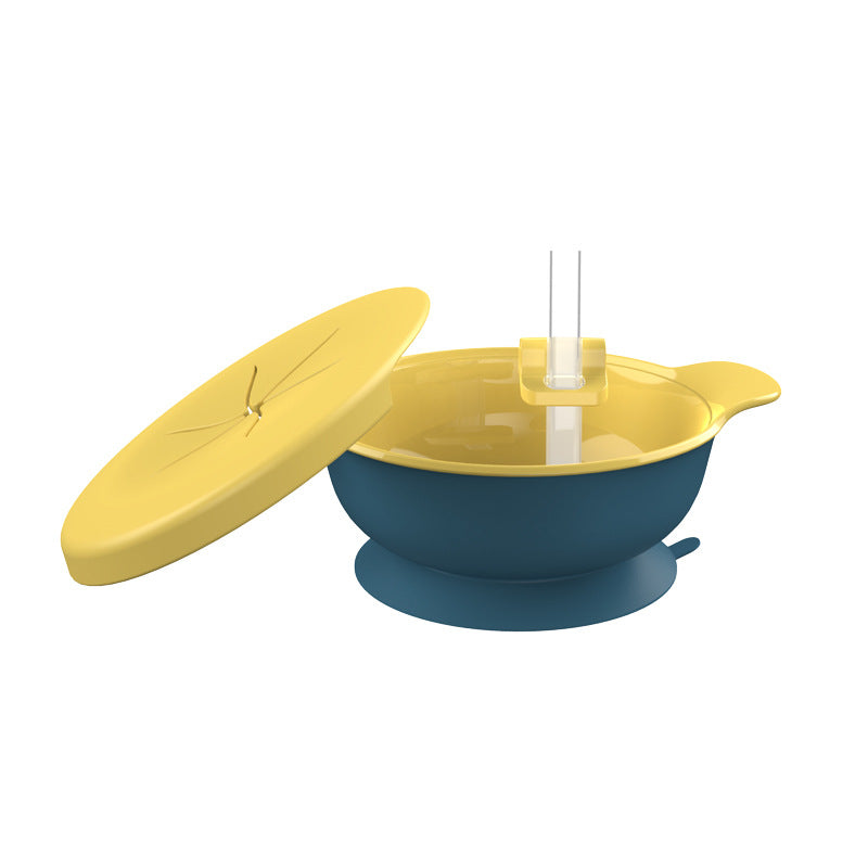 Customizable 3-in-1 baby snack straw, rice cereal suction bowl, spill-proof training utensils for weaning and feeding