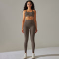 New seamless solid color high-elasticity sports bra and underwear yoga set - two-piece running and fitness outfit
