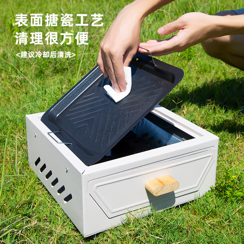 Multifunctional outdoor bbq grill set - portable charcoal grill for camping, home, patio, and backyard use