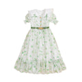 Girl's korean style floral print dress - chiffon casual new arrival  - mori girl style, pastoral print, cross-border hot seller, ready to ship