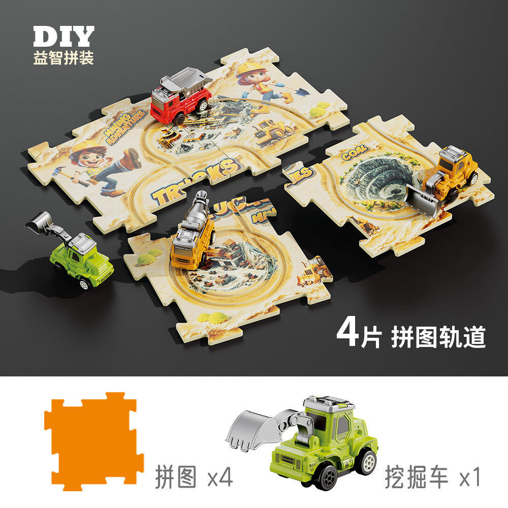 children's diy multifunctional electric vehicle educational toy for boys ages 3-6, construction vehicle model puzzle track car