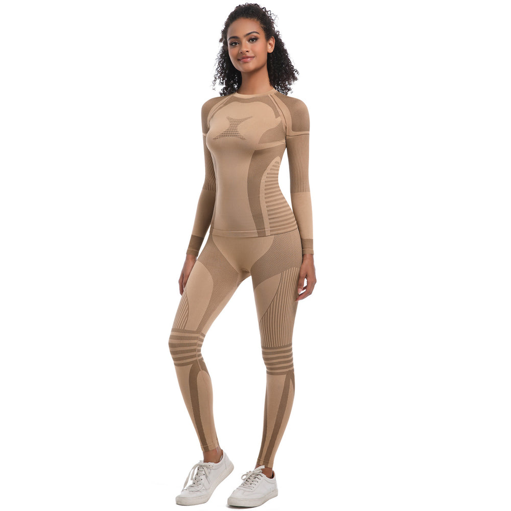 European and american new arrival seamless yoga set - breathable, quick-drying long sleeve activewear for sports, skiing, outdoor running, and fitness