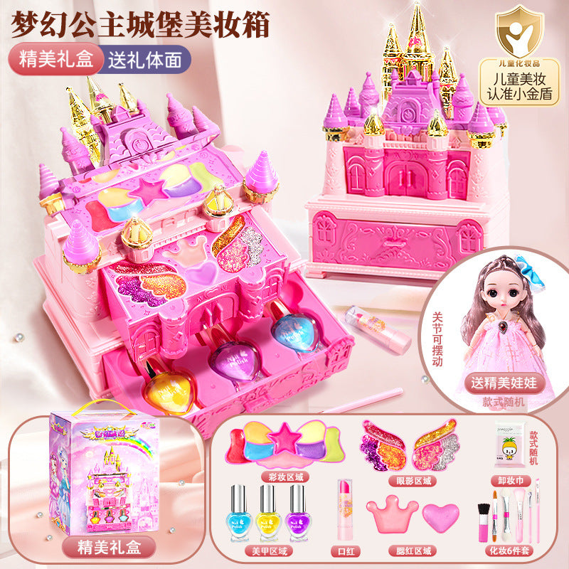 Kids' makeup table playset toy - nail polish, princess makeup box, pretend play, parent-child interaction