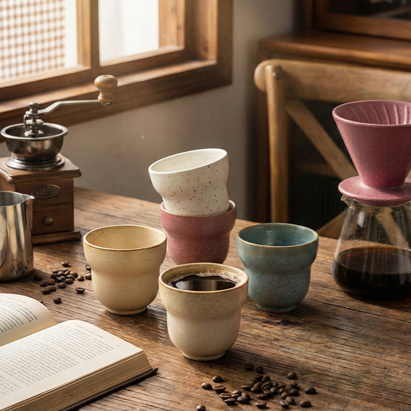 Vintage ceramic handmade mug - japanese style office milk coffee cup - home use water cup - latte art kung fu cup