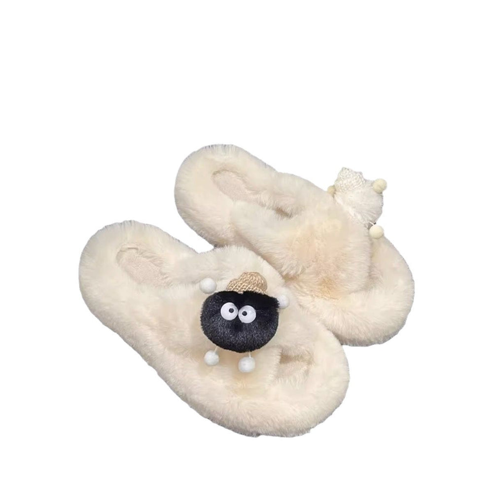 Thick sole furry slippers non-slip cartoon cute briquettes outwearstuffed velvet cotton shoes for women autumn winternew arrivaleasiest for match