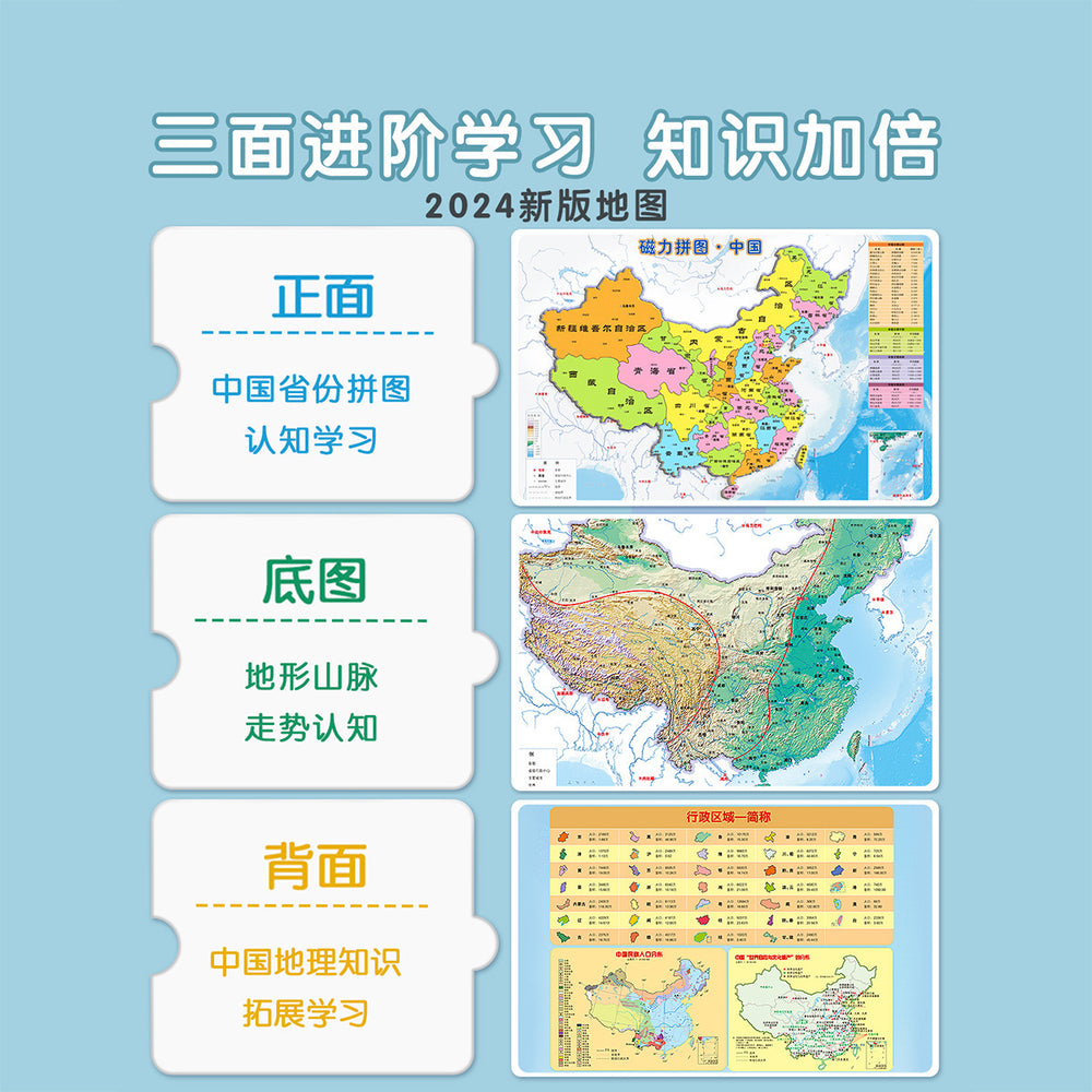 China map puzzle magnetic magnet 2026 new edition junior high school students special world map 3d children's large size