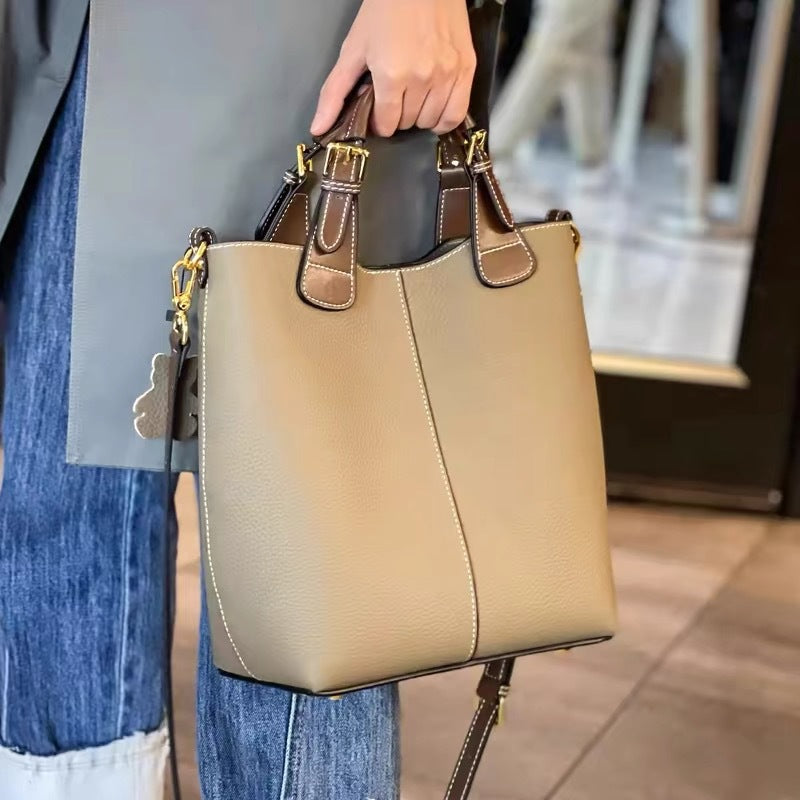 Togo first-layer cowhide large-capacity mother-in-law bag classy hand-carry shoulder crossbody bag women's bag genuine leather bucket bag