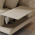 Custom modern living room sofa - connery cream style leather art - premium genuine leather - high-end villa design - large apartment