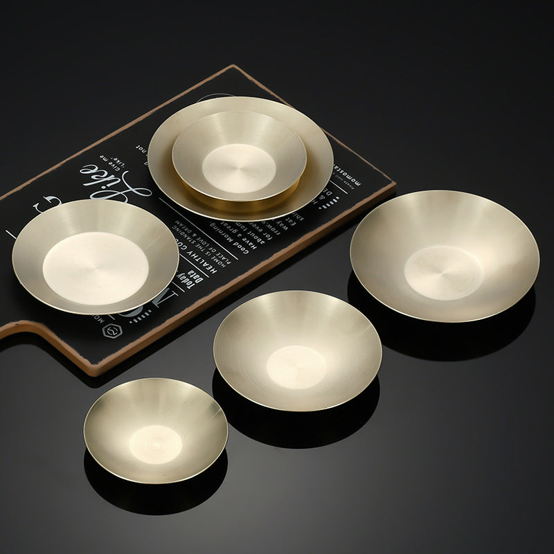 304 stainless steel korean style seasoning dish round side dish kimchi plate hot pot sauce dish soy sauce dipping dish tableware