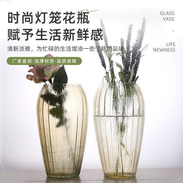 Wholesale European lantern shape glass vase color decorative vase family home decoration dried flower arrangement utensils