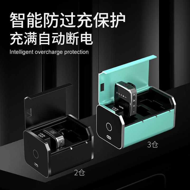 Defeilong D60/D608 wireless collar clip microphone special charging compartment storage box metal aluminum shell flash charging