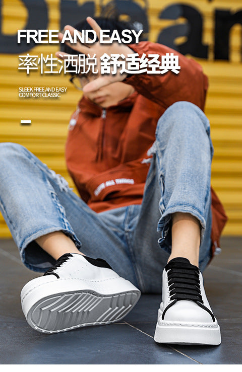 Mcqueen men's shoes: autumn niche design, versatile casual skate shoes, trendy brand, high-end athletic thick-soled white sneakers
