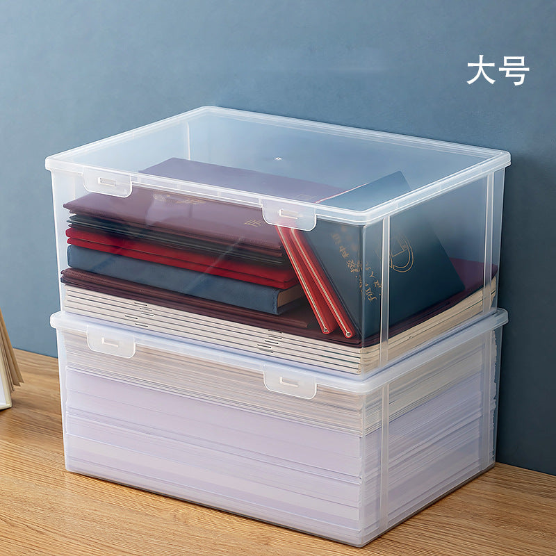 Desktop file storage box, transparent cover, can be stacked with honorary certificates, certificate storage box, desk good goods storage