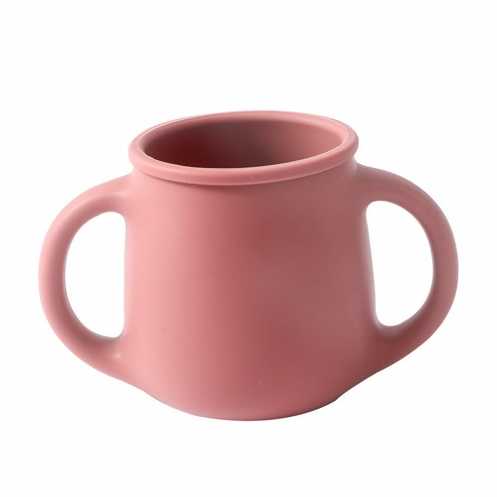new food-grade silicone straw cup, kids' water bottle, baby training cup, drop-proof milk cup, feeding utensil
