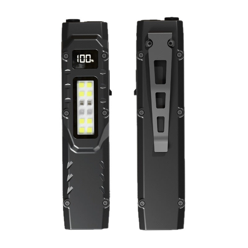 Cross-border new three-light source tactical flashlight USB charging screen display multi-function ultra-thin portable outdoor flashlight