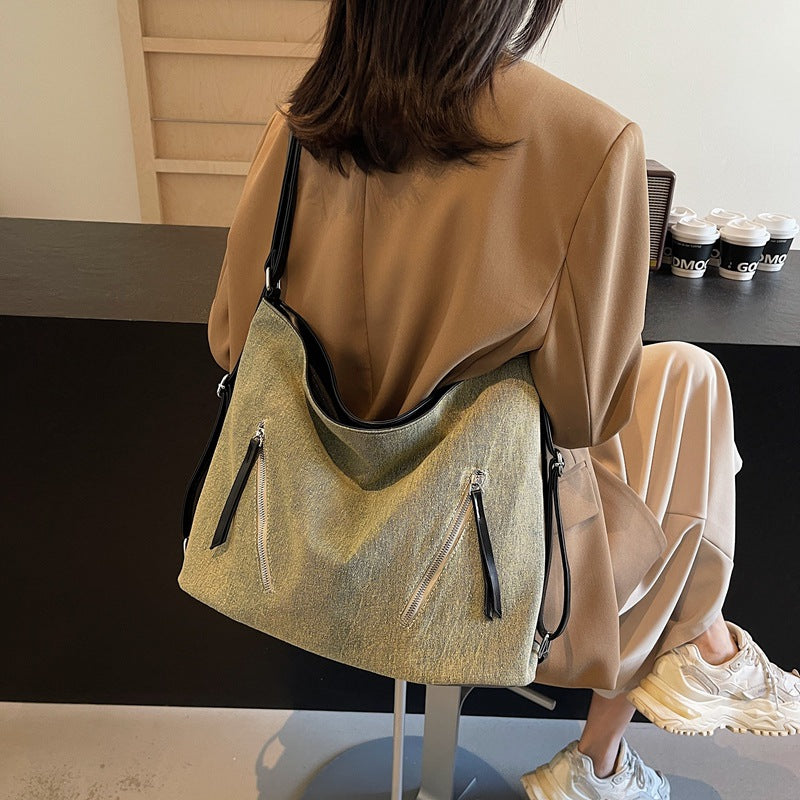 Cross-border high-quality textured bag women's large-capacity 2025 new popular fashion backpack multi-functional messenger bag