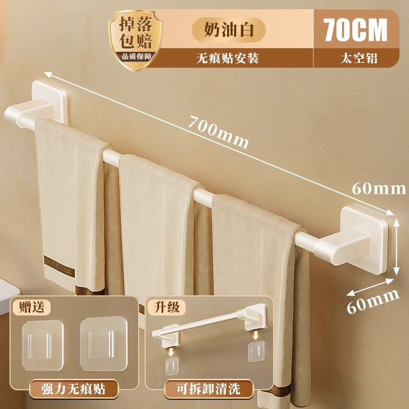 Towel rack bathroom punch-free bathroom shelf storage rack wall-mounted toilet bathroom towel hanging rod single pole